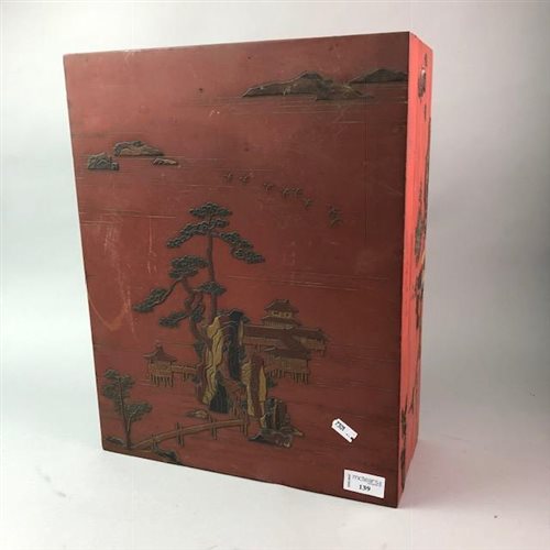 Lot 139 - A JAPANESE RED LACQUERED BOX