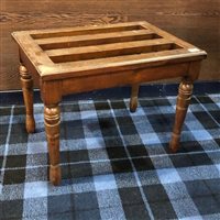 Lot 185 - VICTORIAN LUGGAGE STAND, A TOWEL RAIL AND A TABLE SCREEN