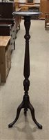 Lot 141 - A MAHOGANY TORCHERE AND FOUR OCCASIONAL TABLES