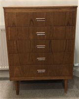 Lot 142 - A RETRO TEAK CHEST OF DRAWERS