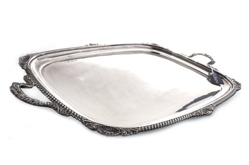 Lot 816 - A GEORGE V SILVER DOUBLE HANDLED TEA TRAY