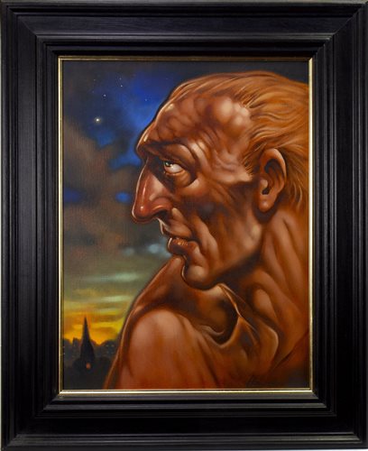 Lot 519 - BIBLICAL HEAD I, JACOB, AN OIL BY PETER HOWSON