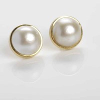 Lot 127 - PAIR OF PEARL EARRINGS with hemispherical...