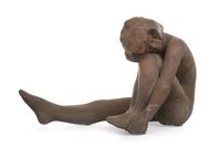 Lot 508 - SEATED FIGURE, A CLAY SCULPTURE BY WALTER AWLSON