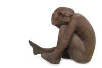 Lot 508 - SEATED FIGURE, A CLAY SCULPTURE BY WALTER AWLSON