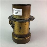 Lot 307 - A BRASS PROJECTOR LENSE AND OTHER CINEMATIC ITEMS
