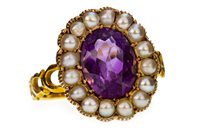 Lot 94 - A LATE VICTORIAN AMETHYST AND PEARL CLUSTER RING