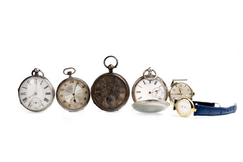Lot 810 - FOUR POCKET WATCHES AND TWO WRIST WATCHES