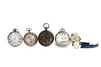 Lot 810 - FOUR POCKET WATCHES AND TWO WRIST WATCHES