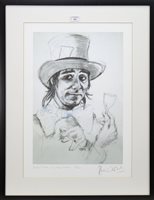 Lot 524 - KEITH MOON (THE MAD HATTER), A GICLEE PRINT BY RONNIE WOOD