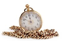 Lot 817 - A LADY'S FOB WATCH AND CHAIN
