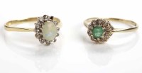 Lot 150 - EMERALD AND DIAMOND CLUSTER RING in nine carat...