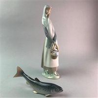 Lot 20 - A ROYAL COPENHAGEN TROUT WITH A LLADRO LADY