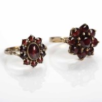 Lot 151 - TWO LATE TWENTIETH CENTURY GARNET CLUSTER...