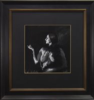 Lot 531 - PORTRAIT OF THE ARTIST'S WIFE, A MIXED MEDIA BY ALEXANDER GOUDIE