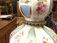 Lot 1211 - A BOHEMIAN MILK GLASS TABLE LAMP