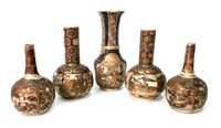 Lot 1010 - A GROUP OF FIVE JAPANESE SATSUMA VASES