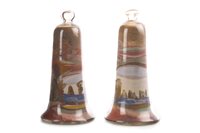 Lot 1217 - A PAIR OF VICTORIAN GLASS AND SAND BELLS