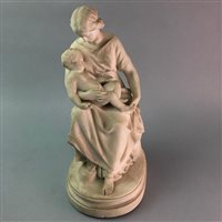 Lot 35 - A PARIAN WARE FIGURE GROUP AND A CENTREPIECE