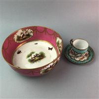 Lot 36 - AN AYNSLEY BOWL, CUP & SAUCER AND A SUGAR BOWL