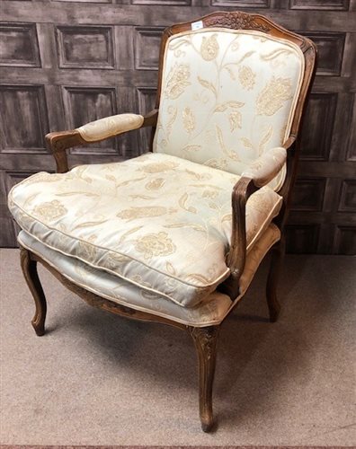 Lot 100 - A FRENCH DESIGN ARMCHAIR