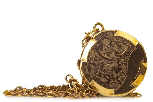Lot 106 - A GOLD PLATED LOCKET ON CHAIN