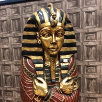 Lot 823 - A FULL SIZE REPRODUCTION SARCOPHAGUS STORAGE CABINET