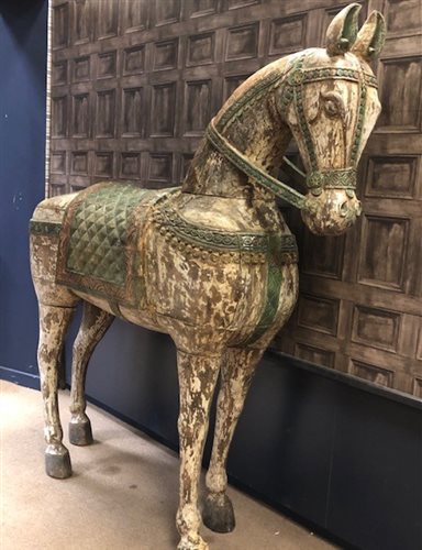 Lot 1016 - TWO WOODEN HORSES