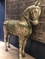 Lot 1016 - TWO WOODEN HORSES