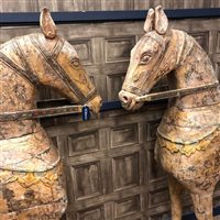 Lot 1018 - TWO WOODEN HORSES