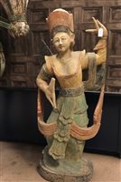 Lot 1021 - TWO LARGE WOODEN FIGURES