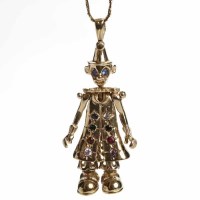 Lot 173 - NINE CARAT GOLD CLOWN PENDANT set with...