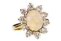 Lot 6 - AN OPAL AND DIAMOND CLUSTER RING