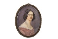 Lot 463 - EARLY VICTORIAN PORTRAIT MINIATURE OF A LADY, A WATERCOLOUR AND GUM ARABIC ON IVORY