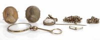 Lot 183 - EARLY VICTORIAN GOLD MAGNIFYING GLASS together...