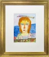 Lot 544 - CELITC MAIDEN WITH FISH, A WATERCOLOUR BY JOHN BELLANY