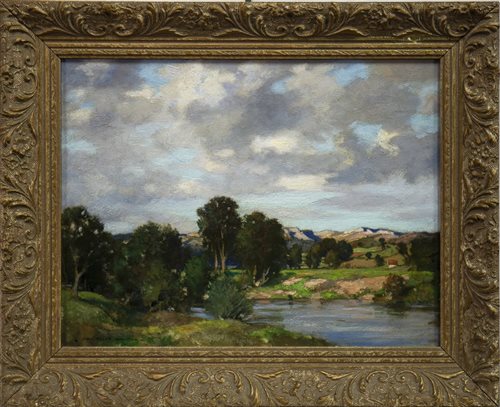 Lot 443 - THE RIVER LUNE, AN OIL BY JAMES WHITELAW HAMILTON