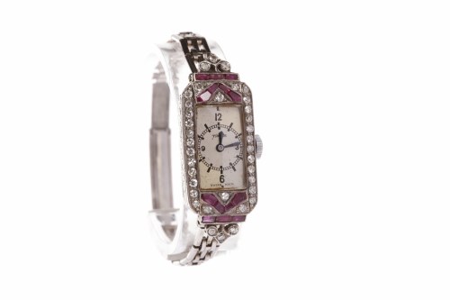 Lot 760 - ART DECO RUBY AND DIAMOND COCKTAIL WATCH...