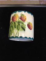 Lot 1220 - A WEMYSS WARE CYLINDRICAL PRESERVE JAR AND COVER