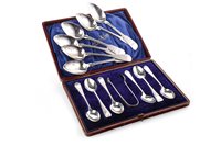 Lot 825 - A SET OF SIX SCOTTISH VICTORIAN SILVER GRAPEFRUIT SPOONS AND SET OF SILVER COFFEE SPOONS