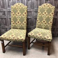Lot 136 - PAIR OF UPHOLSTERED HIGH BACK CHAIRS