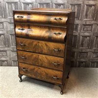 Lot 243 - A MAHOGANY CHEST OF DRAWERS