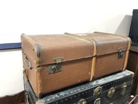 Lot 245 - TWO VINTAGE TRUNKS AND A TIN BOX