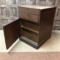 Lot 250 - A PANTRY CUPBOARD, BEDSIDE TABLE AND A WINE TABLE