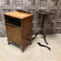 Lot 250 - A PANTRY CUPBOARD, BEDSIDE TABLE AND A WINE TABLE
