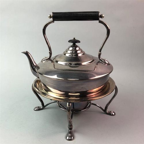Lot 154 - A HARROD'S KETTLE AND PLATED WARES