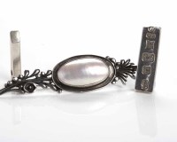 Lot 207 - SCANDINAVIAN SILVER MOTHER OF PEARL BROOCH...