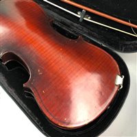 Lot 195 - A VIOLIN AND BOW IN A FITTED CASE