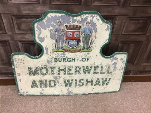 Lot 846 - A CAST AND PAINTED METAL BURGH OF MOTHERWELL AND WISHAW STREET SIGN