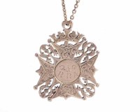 Lot 213 - NINE CARAT GOLD MEDALLION ON CHAIN with...
